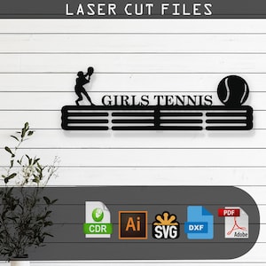 Customizable Girl Tennis Medal Hanger SVG Laser Cut File – Glowforge, Cricut, Cnc, DIY Sports Display, Athlete Wall Decor, Digital Download