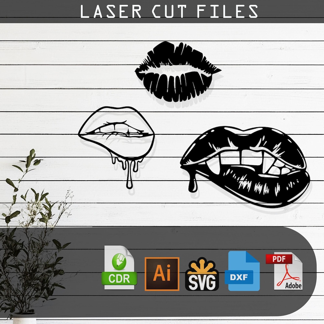Lip Ripper Design Decorative Lips Laser Cut Vector Design – SVG, DXF, Ai, Pdf Files ...