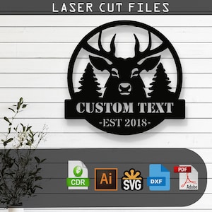 Customizable Deer SVG Laser Cut File – Glowforge, Cricut, Cnc, DIY Rustic Wall Decor, Wildlife Art, Deer Silhouette, Digital Download