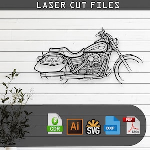 Dyna Low Rider z 2008 roku - Svg Dxf Al PDF CDR EPS - Sylwetka motocykla wycinana laserowo