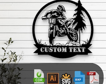 Customizable Motocross Rider Silhouette Laser Cut Vector – SVG, DXF, Pdf Files Glowforge, Cricut, CNC, Metal, Wall Decor, Digital Download