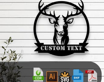 Aanpasbaar hert SVG-lasergesneden bestand – Glowforge, Cricut, CNC, DIY rustiek muurdecor, natuurkunst, teken jachtcabine, digitale download