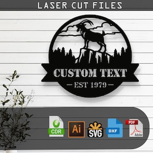 Customizable Goat SVG Laser Cut File – Glowforge, Cricut, Cnc, DIY Farmhouse Wall Decor, Goat Silhouette Art, Rustic Sign, Digital Download