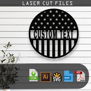 Customizable Name USA Flag SVG Laser Cut File – Glowforge, Cricut, Cnc, DIY Patriotic Wall Decor, American Flag Art, Digital Download