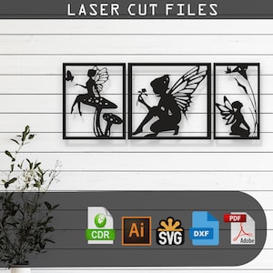 Fairy Silhouette Vector Design – Digital Instant Download - Laser Cut, Glowforce and Cricut - Metal - Wall Decor - SVG, DXF, Cdr, Ai, Pdf