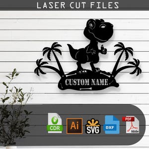 Customizable Dinosaur Laser Cut Vector Files - SVG, DXF, Glowforge, Cricut, CNC, Metal Wall Art, Prehistoric Decor, Instant Download