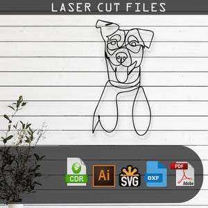 Jack Russell Terrier Line Art Laser Cut  Design –SVG, DXF, Ai, Pdf Files for Glowforge, Cricut, CNC, Wall Decor, Digital Instant Download