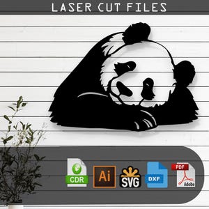 Decorative Panda Laser Cut Vector Design - SVG DXF Ai Pdf Files for Glowforge Cricut CNC Wall Decor Metal Art Digital Instant Download