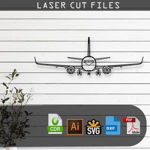 Boeing 737-800NG Airplane Silhouette Laser Cut Vector Design –SVG, DXF, Ai, Pdf Files Glowforge, Cricut, Metal, Wall Decor, Digital Download