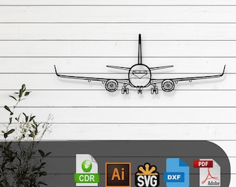 Boeing 737-800NG Airplane Silhouette Laser Cut Vector Design –SVG, DXF, Ai, Pdf Files Glowforge, Cricut, Metal, Wall Decor, Digital Download