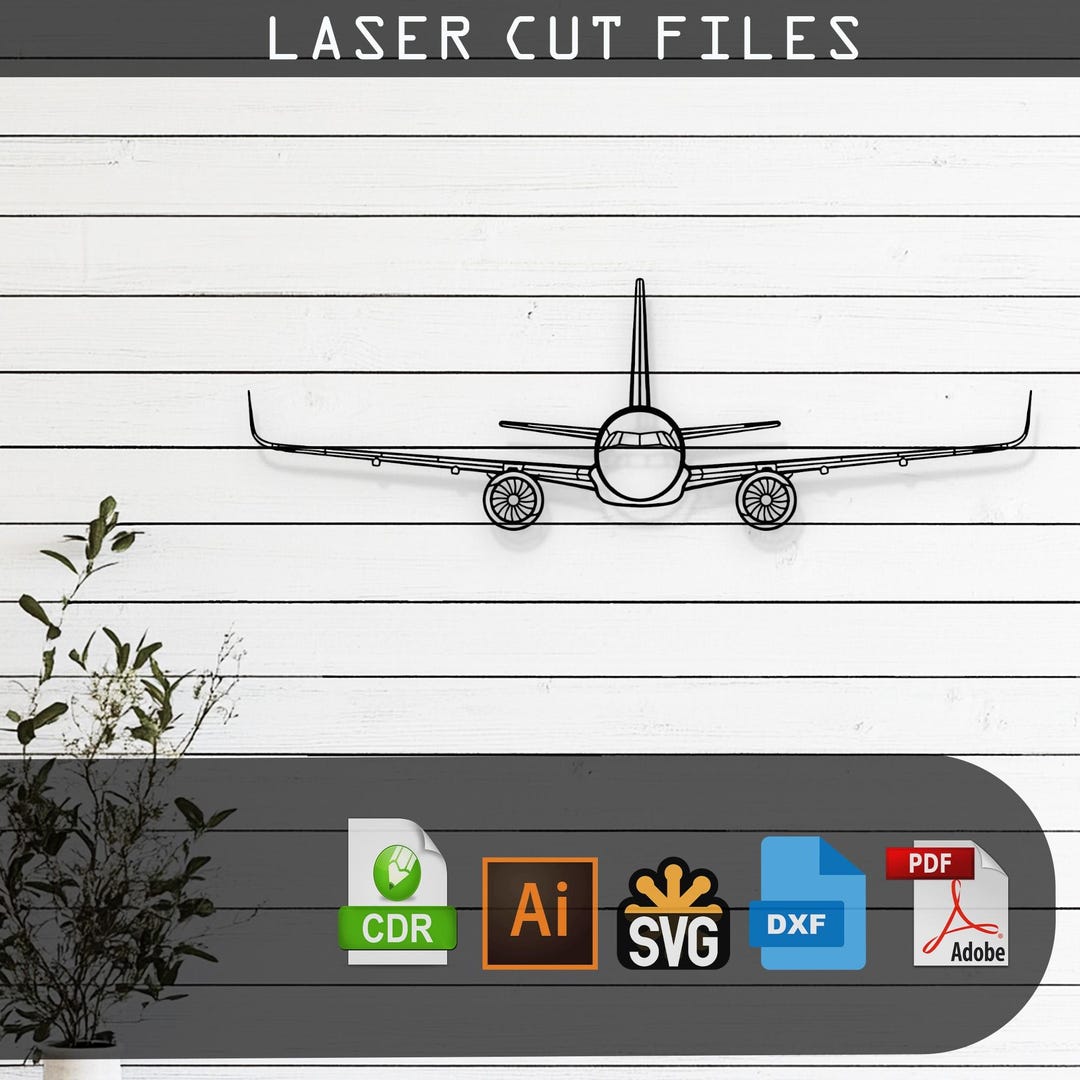 A321 Airplane Silhouette Laser Cut Vector Design – SVG, DXF, Ai, Pdf ...