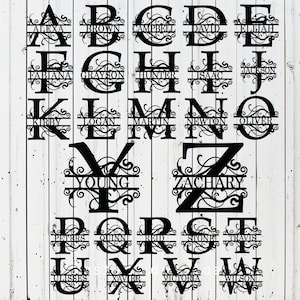 Letrero con apellido y monograma dividido personalizable de la A a la Z: archivo cortado con láser para Glowforge, Cricut, CNC, arte de pared, decoración de bodas, descarga instantánea