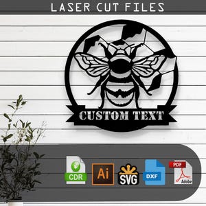 Customizable Bee SVG Laser Cut File – Glowforge, Cricut, Cnc, DIY Nature Decor, Honeybee Wall Art, Garden Insect Digital Download