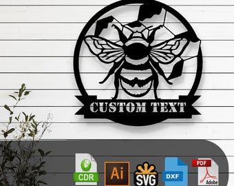 Customizable Bee SVG Laser Cut File – Glowforge, Cricut, Cnc, DIY Nature Decor, Honeybee Wall Art, Garden Insect Digital Download