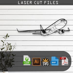 767-300F Angle Airplane Silhouette Laser Cut Vector – SVG, DXF, Ai, Pdf Files Glowforge, Cricut, Metal, Wall Decor, Digital Download