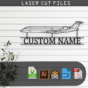 Custom Bombardier CRJ-700 Airplane Silhouette - Svg Dxf AI Pdf Cdr EPS - Laser Cut Aviation Decor