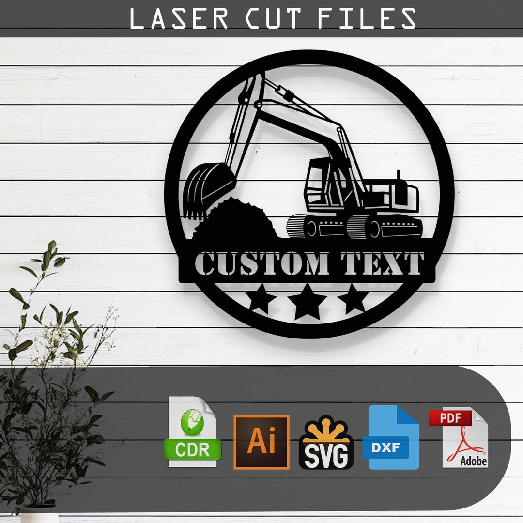 Custom Excavator SVG DXF Laser Cut File for Glowforge Cricut CNC ...