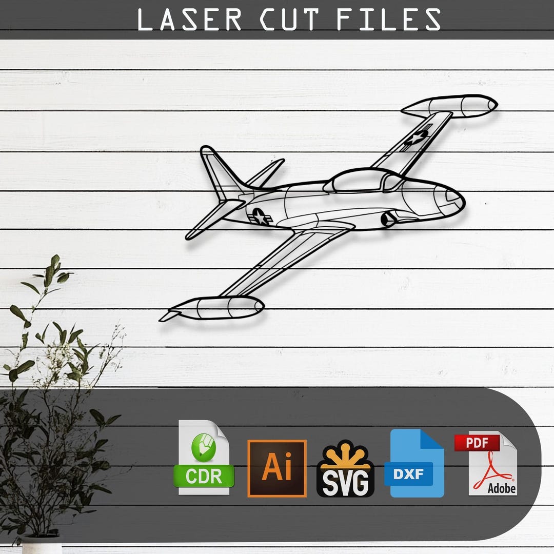 Lockheed T-33 Shooting Star - Svg Dxf AI Pdf CDR EPS - Laser Cut ...
