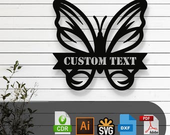 Customizable Butterfly SVG Laser Cut File – Glowforge, Cricut, Cnc, DIY Nature Wall Decor, Butterfly Art, Rustic Home Sign, Digital Download
