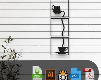 Decorative Coffee Laser Cut Vector Design – SVG, DXF, Ai, Pdf Files for Glowforge, Cricut, CNC, Metal, Wall Decor, Digital Instant Download