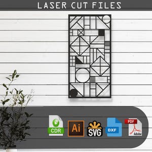 Decorative Geometric Abstract Art Laser Cut, Vector Files SVG, DXF, Ai, Pdf Glowforge, Cricut, CNC, Metal Wall Art, Digital Instant Download
