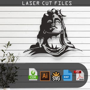 Lord Shiva Laser Cut Vector Files - SVG, DXF, Glowforge, Cricut, CNC, Metal Wall Art, Hindu Spiritual Decor, Religious Art Download