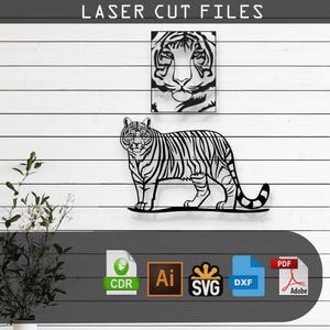 Bengal Tiger Laser Cut Vector Design – SVG, DXF, Ai, Pdf Files for Glowforge, Cricut, CNC, Metal, Wall Decor, Digital Instant Download