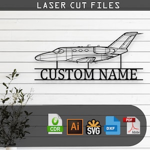 Niestandardowy cytat Mustang Sylwetka samolotu - Svg Dxf AI Pdf CDR EPS - Wycinany laserowo wystrój lotniczy