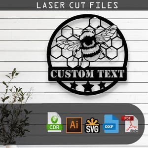 Customizable Bee SVG Laser Cut File – Glowforge, Cricut, Cnc, DIY Nature Decor, Honeybee Wall Art, Garden Insect Digital Download