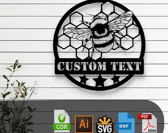 Customizable Bee SVG Laser Cut File – Glowforge, Cricut, Cnc, DIY Nature Decor, Honeybee Wall Art, Garden Insect Digital Download