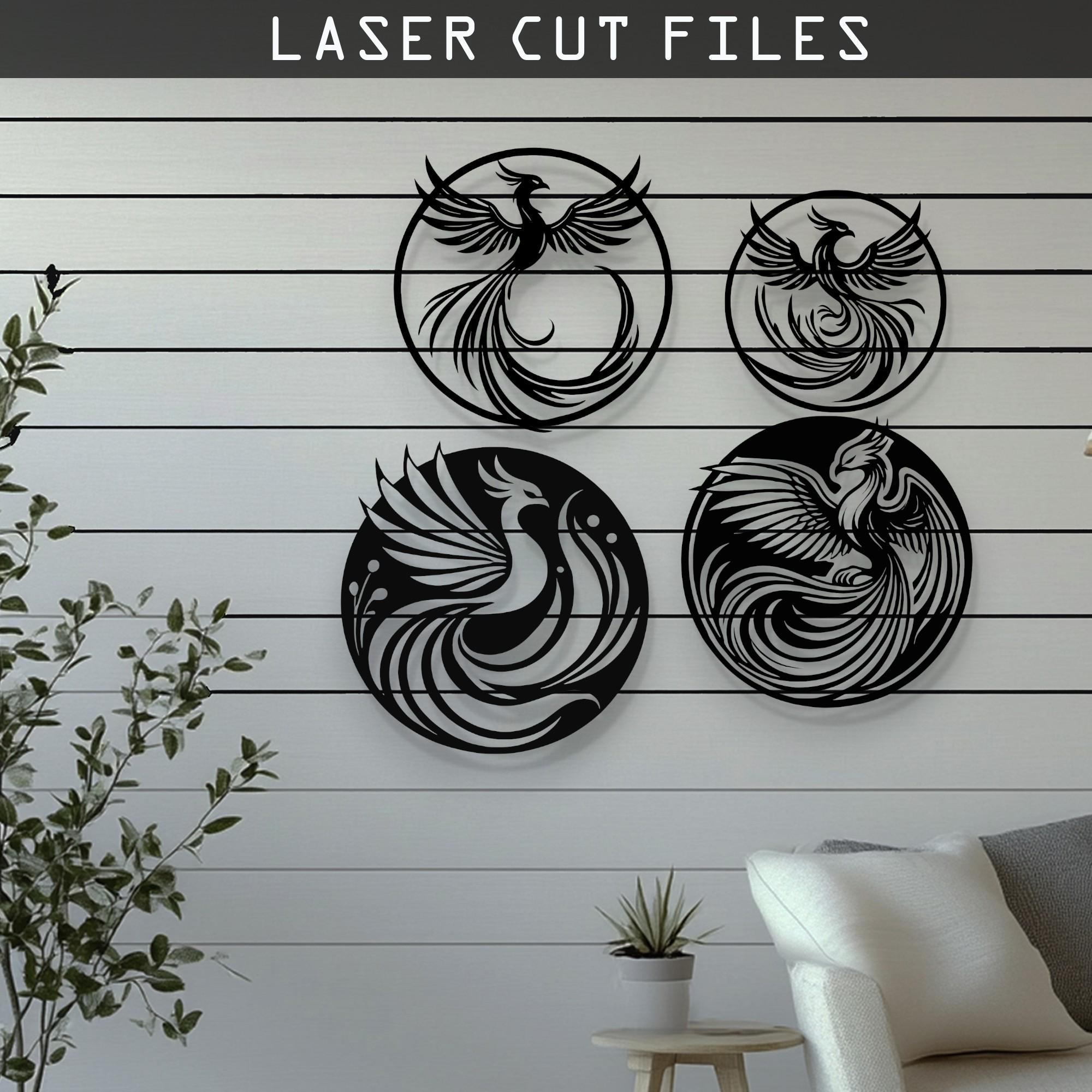 Decorative Phoenix Bird Laser Cut Vector Design – SVG, DXF