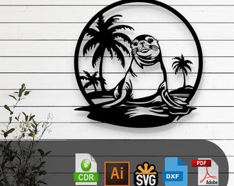 Dekorativ sigill laserskuren vektordesign – SVG, DXF, Ai, PDF-filer Glowforge, Cricut, CNC, metall, väggdekor, digital direktnedladdning