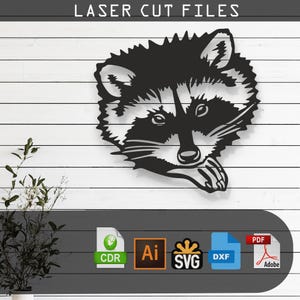 Decorative Racoon Laser Cut Vector Design - SVG DXF Ai Pdf Files for Glowforge Cricut CNC Wall Decor Metal Art Digital Instant Download
