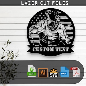 Customizable USA Flag Welder Silhouette Laser Cut Vector – SVG, DXF, Ai, Pdf Files Glowforge, Cricut, Metal, Wall Decor, Digital Download