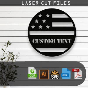Customizable Name USA Flag SVG Laser Cut File – Glowforge, Cricut, Cnc, DIY Patriotic Wall Decor, American Flag Art, Digital Download