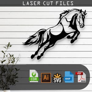 Horse Silhouette Laser Cut Vector Design – SVG, DXF, Ai, Pdf Files Glowforge, Cricut, CNC, Metal, Wall Decor, Digital Instant Download