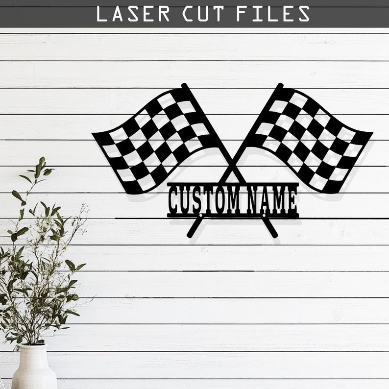 Customizable Racing Flag Silhouette Laser Cut Vector Design – SVG, DXF ...