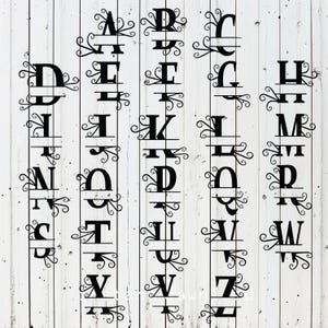 Customizable Split Monogram A-Z Last Name Sign – Laser Cut File for Glowforge, Cricut, CNC, Wall Art, Wedding Decor, Instant Download