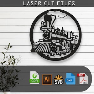 Train Laser Cut SVG/DXF File | Metal Art Wall Art, Engraving Decal, Silhouette Template | Digital Vector for Instant Download