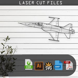 Northrop F-5 Tiger 2 Airplane Silhouette - Svg Dxf AI Pdf CDR EPS - Laser Cut Aviation Decor