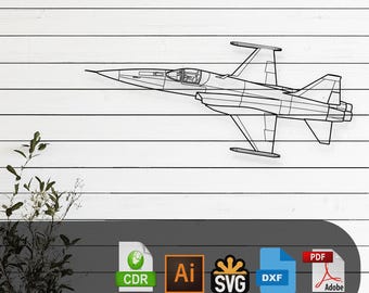 Northrop F-5 Tiger 2 Airplane Silhouette - Svg Dxf AI Pdf CDR EPS - Laser Cut Aviation Decor