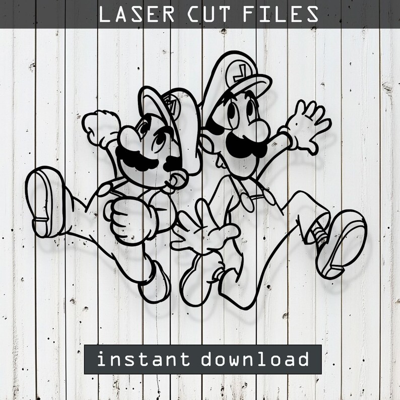 Mario Bros Super Mario and Luigi Laser Cut, Vector Files– SVG, DXF, Ai ...