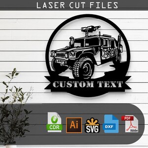Personalisierbar Humvee Silhouette – Laser Cut Datei für Glowforge, Cricut, CNC, Wand Kunst, Militär Dekor, personalisiertes Geschenk, digitaler Download