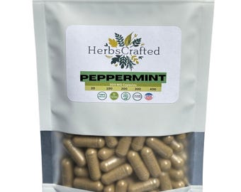 Organic Peppermint Capsules, 500mg, Vegan Dietary Supplement