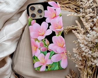 Funda para teléfono con flores hawaianas, resistente, con diseño de plumeria rosa, ideal como regalo para ella.
