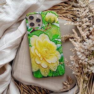 Floral Phone Case For iPhone, Yellow Rose Cell Phone Case, Summer iPhone Case 11 12 13 14 15 16:Pro Max Plus Mini, Birth Month Flower Gift