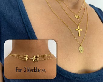 14k Gold Multi-Halskettenverschluss - Layered Halskette Detangler, Halsketten Trenner, Detangler Layering Verschluss, Halsketten entwirren
