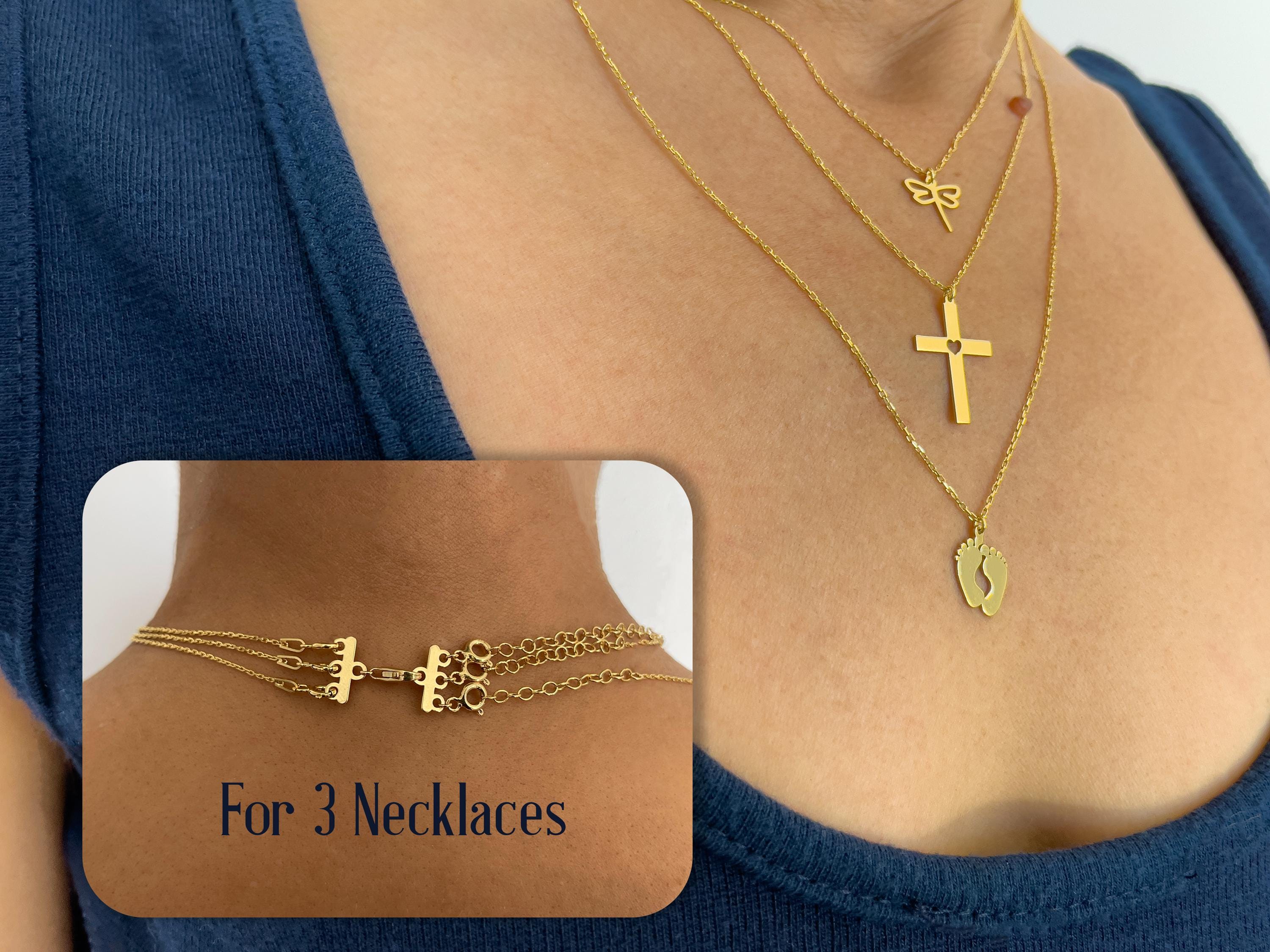 14k Gold Ketten Trenner zum Schichten - Perfektes Schmuckgeschenk zum Valentinstag - Detangler Multi Halskettenverschluss zum Entwirren von Ketten