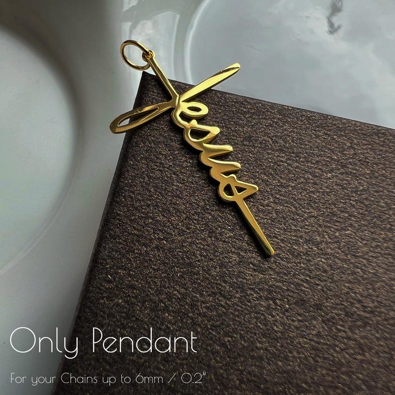 14K Gold Plated Jesus Name Necklace, Christian Faith Jewelry Gift for ...