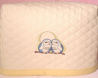 2 Slice Toaster Cover: Cream Fabric with Embroidered Owls